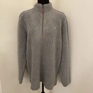Southern Shirt Sweater L Gray 1/4 Zip Pullover Mock Neck Faux Sherpa Fleece Cozy